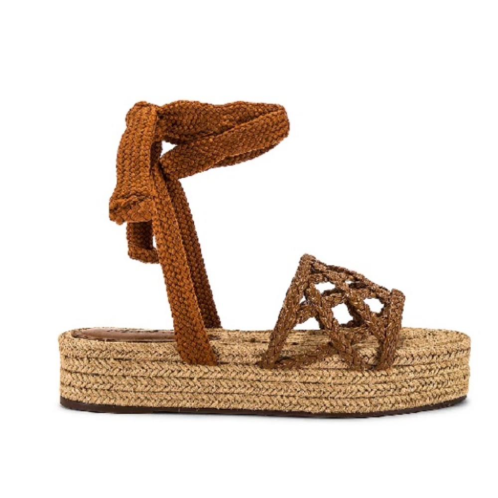 SCHUTZ Brown Woven Platform Espadrille Sandals